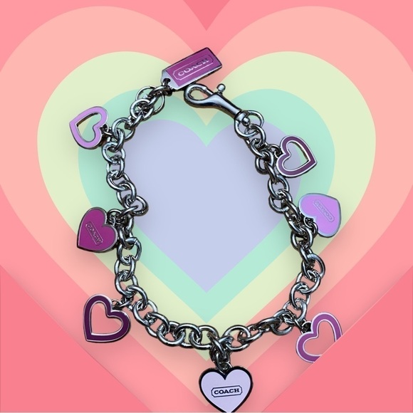 Coach Vintagecharm bracelet with pink hearts. NWOT.  Retired - Picture 2 of 4